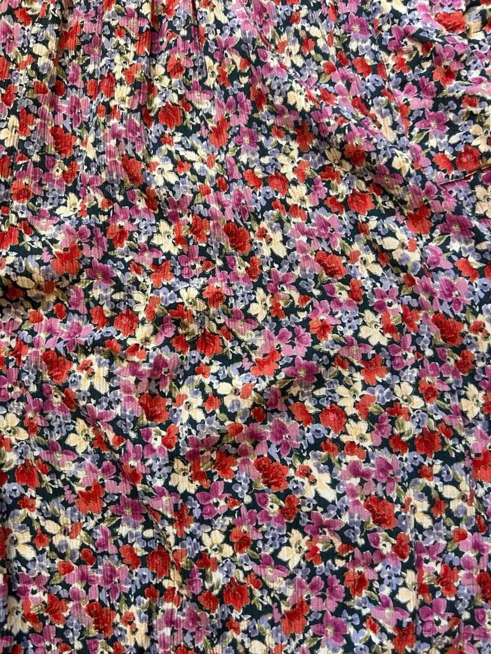Caroline Wells Collection Vintage 90s Floral Crinkle Rayon Midi Dress Grunge